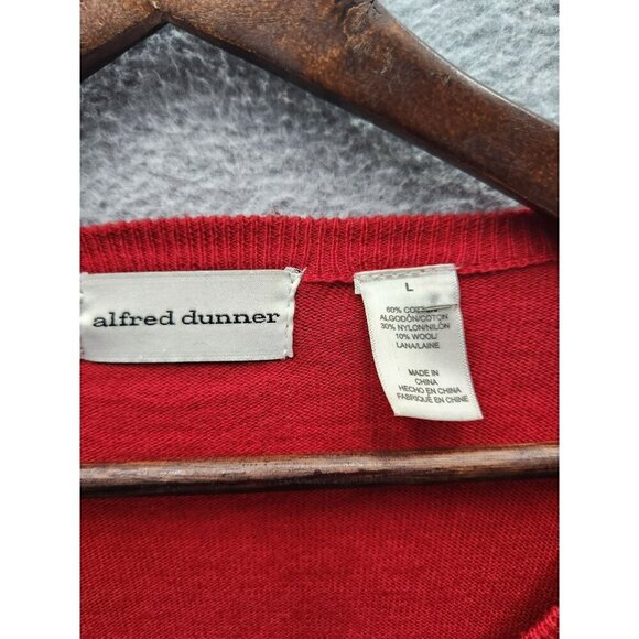 Alfred Dunner Red Cardigan With Floral Embroidery Womens Size L 60% Cotton 30% N - Picture 2 of 5